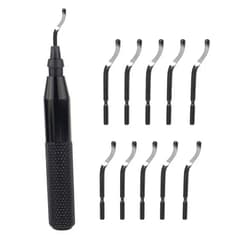 YXGOOD Hand Deburring Tool Kit Set- Practical for Cutting Deburrs Wood, Plastic, Aluminum, Copper and Steel (Black, 10pcs)