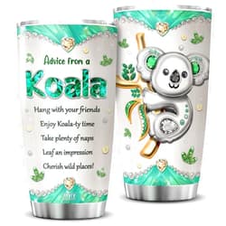 ZOXIX Advice From A Koala Bear Coffee Mug Stainless Steel Tumbler With Lid 20oz Novelty Jewelry Style Insulated Travel Cup Koala Gifts For Girls Cute Animal Lover Mugs For Women