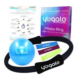 Yogalo Pilates Ring and Ball Set with 3 Resistance Bands - Pilates Equipment for Home Workout - Magic Circle Pilates Ring 14 Inch to Tone, Sculpt and Strengthen - Fitness Ring for Yoga and Pilates