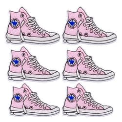 HERCHR Canvas Shoes Iron Patches, 6PCS Pink Sneaker Canvas Shoes Patch Sewing Repair Patches Footwear Embroidery Patches for Clothes Jeans Hats Bags