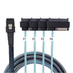 NFHK Internal 36 Pin Mini SAS SFF-8087 Host to 4 SFF-8482 Target SAS Hard Disk and SATA Power Cable 50cm