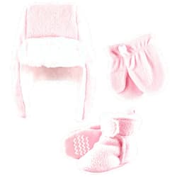 Hudson Baby Girls' Trapper Hat, Mitten and Bootie Set