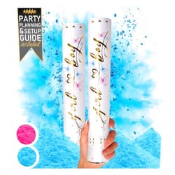 PRIMEPURE Gender Reveal Confetti Cannon - 2 Pack - Biodegradable Blue Gender Reveal Smoke Bombs for Gender Reveal Party | Gender Reveal Cannons | Baby Gender Reveal Poppers | Boy Gender Reveal Powder Cannon