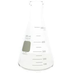Corning 4980-500 Pyrex Narrow Mouth Erlenmeyer Flask with Heavy Duty Rim, 100 mL capacity-500 mL Capacity Graduation Range, Rubber Stopper Number 7, 101 mm Diameter