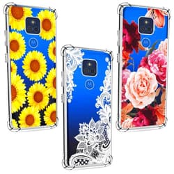 Chenlingy (3 Pack) for Moto G Play 2021 Case, Shock-Absorption Anti-Scratch Crystal Clear Soft TPU Bumper Protective Phone Case Cover for Motorola Moto G Play 2021, Purple Flower, Sun Flower, White Flower