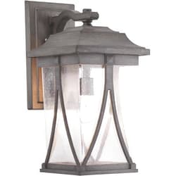 Progress Lighting Abbott Collection 1-Light Clear Seeded Glass Craftsman Outdoor Large Wall Lantern Light Antique Pewter