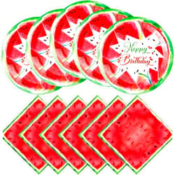HJFZLY Watermelon Birthday Party Supplies, 20 Plates and 20 Napkins, Watermelon Theme Birthday Party Decoration for Children's Melon Birthday Baby Shower Serves 20