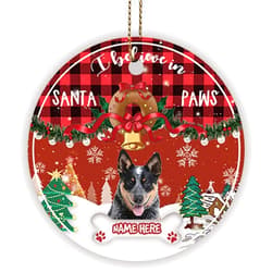 CafeTime Dog Christmas Ornament Ceramic I Believe in Santa Paws Blue Heeler Puppy Home Christmas Tree Hanging Xmas Gifts