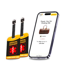 Tag8 [Pack 2] tag8 Medical Equipment Smart Luggage Tag ID |Bag Tag for Respiratory Devices, CPAP, Surgical Equipment, Medical Device | Airline Compliant | SITA World Tracer Code Enabled | Gift idea