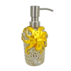 YHHRESINKING Resin Octopus Mother and Baby Soap Dispenser, Beach Bathroom Accessory,Ocean Theme Octopus Family Bathroom Decor,Coastal Decor (Loyal Gold)