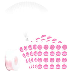 MotiMind 100 Pack Clear Cellophane Bags with She is Going to Pop Labels and Ribbon Cellophane Treat Bag Popcorn Bags Cone Shaped Clear Popcorn Bags for Food Storage, Baby Shower Decorations (Pink)