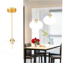 Jolydoly Pendant Light Fixtures,Pendant Lights Kitchen Island,Gold Pendant Light Fixture,Modern Pendant Light for Kitchen Island,Glass Pendant Light Adjustable Hanging Light for Dining Room Bedroom