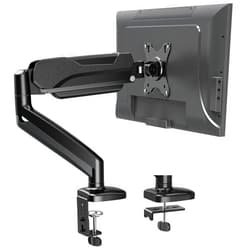 MOUNTUP Single Monitor Desk Mount, Adjustable Gas Spring Monitor Arm Support Max 32 Inch, 4.4-17.6lbs Screen, Computer Monitor Stand Holder with Clamp/Grommet Mounting Base, VESA Mount Bracket, Black