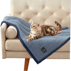 Luciphia Waterproof Dog Blanket Soft Pet Sherpa Calming Thick Blankets,Leakproof Cozy Pet Puppy Blanket for Medium Large Dogs Cats,Sofa Bed Car Couch Protector(Blue/Navy,41x31 inches)