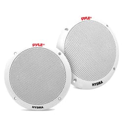 Pyle 6.5 Inch Dual Marine Speakers - 2 Way Waterproof and Weather Resistant Outdoor Stereo Sound System with 400 Watt Power, Polypropylene Cone and Butyl Rubber Surround - 1 Pair - PLMR605W(White)