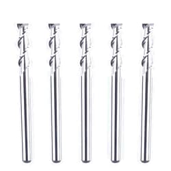 SpeTool 5Pcs 1/8 inch Aluminum End Mills 2 Flutes CNC Spiral Router Bits Non-Ferrous Metal Upcut 1-1/2 inches Long for Woodworking Cutting