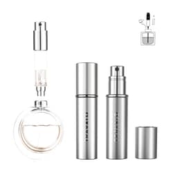 Travalo Refillable Perfume Atomizer, Bottom Filling Fragrances Perfume Bottle, Mini Cologne Dispenser, Travel sized, Portable Sprayer for Women Men, Gift (ESSENTI, SILVER)