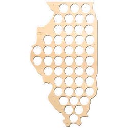 BeerCapMapShop All States Beer Cap Map Illinois – 16x8,8 inches – 47 caps – Illinois Beer Cap Holder – Birch Plywood