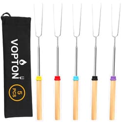 VOPTON 5 Pcs Marshmallow Roasting Sticks for Fire Pit Long 32Inch, Smores Sticks Skewers, Smores Kit for Fire Pit, Premium Telescoping Hot Dog Roasting Sticks for Campfire Accessories Outside Camping VOPTON