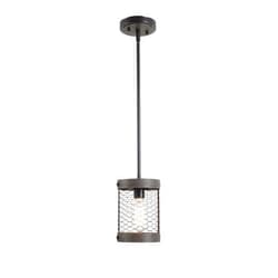 Kenroy Home 94051ORB Cozy 1 Light Mini Pendant with Wood and Oil Rubbed Bronze Finish, Rustic Style, 9