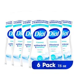 Dial Antibacterial & Sensitive Foaming Hand Wash, Fragrance Free, 7.5 fl oz Pack of 6