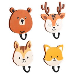 Tatuo 4 Pcs Kids Wall Hooks Wooden Safari Animal Coat Hooks Decorative African Jungle Animal Theme Decorations for Kids Room Nursery Bedroom