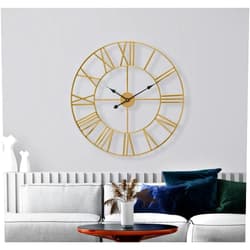 Sorbus Large Wall Clock for Living Room Decor - 16 inch Big Wall Clock Decorative - Battery Operated - Roman Numeral Analog Large Clock for Bedroom, Room, Home, Kitchen, Office, Wall Decor (Gold)
