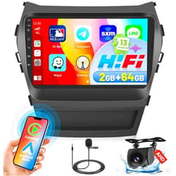 Hikity 2+64G Hikity Android 13 Stereo CarPlay for Hyundai Santa Fe 2013-2017, 9 Inch HD Touchscreen Radio with Android Auto in-Dash GPS Navigation System HiFi BT RDS Backup Camera
