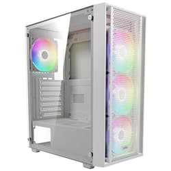 GAMDIAS White ATX Mid Tower Gaming Computer PC Case Side Tempered Glass, Preinstalled 4X 120mm ARGB Fans, Support Up to 6X 120mm Fans, 360mm AIO/Radiator, 340mm GPU/VGA, 160mm CPU Air Cooler