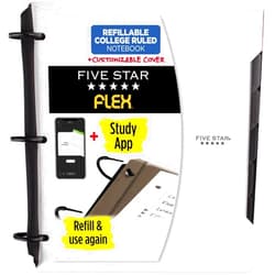 Five Star Flex Hybrid NoteBinder + Study App, 1 Inch Binder with Tabs, Customizable Cover, Notebook and 3-Ring Binder All-in-One, White (29326AE2)