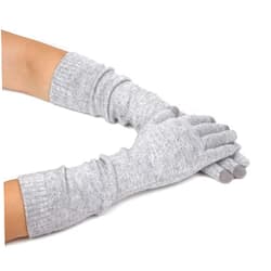 F Flammi Flammi Women Knit Long Gloves Touchscreen Wool Blended Arm Warmers with Fingers Winter Warm Gloves
