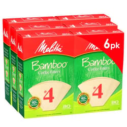 Melitta #4 Cone Coffee Filters, Bamboo, 80 Count (Pack of 6) 480 Total Filters Count - Packaging May Vary