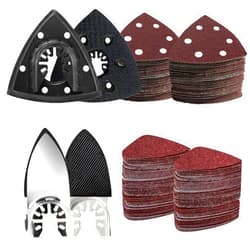 LEILUO 127 Pcs Oscillating Tool Sanding Pad Kit 2Pcs 3-1/2 Inch Triangle Sanding Pads 2Pcs Fingertip Sand Pad 120Pcs Sandpaper 3Pcs Adapters Compatible with DeWalt Dremel Milwaukee and More