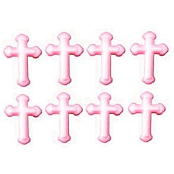 SugarMeLicious Religious Pink Crosses, Sugar Cupcake Toppers, Christianity Desserts for Cupcakes, Birthday Cake, Cookies, (Set of 12)
