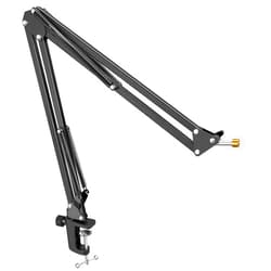 FIFINE Microphone Arm Stand, FIFINE Suspension Boom Scissor Mic Stand with Heavy Duty Clamp, 3/8