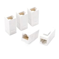 Rapink RJ45 Coupler Inline Adapter Keystone, Female to Female Network Connector 5 Pack for Ethernet Cat6/Cat5e/Cat5 Cable Extender with Gold Plated White
