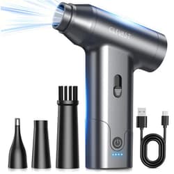 CLEVAST Compressed Air Duster – Super Power Cordless Electric Mini Air Blower, 130,000 RPM Brushless Motor, Stepless Speed Control, Rechargeable for PC, Keyboard, Car, Electronics Cleaning Kit
