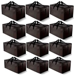 HOMESURE 12 Pack Large Strong Moving Bags with Zippers & Carrying Handles - Water-Resistant - Heavy Duty Storage Tote for Space Saving Moving Storage, Fold Flat, Alternative to Moving Box (Black)