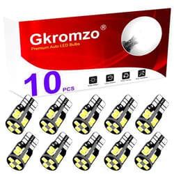 Gkromzo 10 Pcs T10 912 921 194 Led Light Bulbs Super Bright Replacement Bulbs for Interior Dome Map Trunk Door Courtesy Plate License Lights Error Free 12V 6000K Pure White