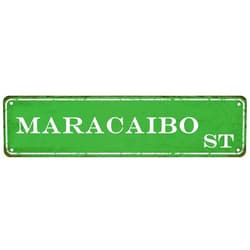 VASAJEEVANI Maracaibo Green Country Street Tin Sign Funny Retro Avenue Lane Sign In Street Signs For Bedroom Wall Art Decor 16X4 Inches