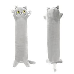 SEENEEY Long Cat Plush Kawaii Body Pillow, Cute Cat Stuffed Animals Soft Plushies,Cat Soft Plush Long Cat Pillow Doll Toy Gift for Girlfriend. (Long grey cat,19.6 in)