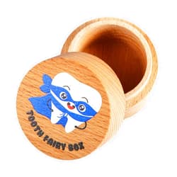 LUTER Tooth Fairy Box, Colored Tooth Box for Boys Cute Wooden Tooth Fairy Keepsake Lost Teeth Holder to Put Under Pillow for Birthday Baby Shower