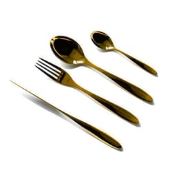 Blue Chilli Design Cutlery set gold dishwasher safe (shiny), 30-piece set, cutlery set for 6 people, design: Avant, cutlery modern