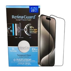 RetinaGuard Anti Blue Light Tempered Glass Screen Protector with Sliver Ion for iPhone 15 Series, SGS and Intertek Tested, Blocks Excessive Harmful Blue Light, Reduce Eye Fatigue (iPhone 15 Pro - 6.1