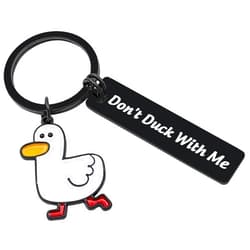 Xyqcy Duck Keychain Gift for Him Don’t Duck with Me Duck Theme Keyring Gift for Duck Lovers Dad Boyfriend Friends Birthday Christmas Gifts for Pet Duck Owner Jewelry