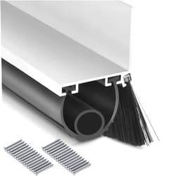 Zonon 16.5 Feet Universal Garage Door Seals Bottom Kit Weatherproofing Garage Door Weather Stripping Rubber Kit with Aluminum Track Retainer Base and Brush Kit Heavy Duty(U and O Shape)