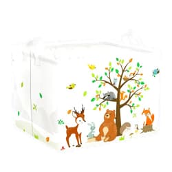 Clastyle Woodland Animals Bear Fox Raccoon Tree Baby Gift Storage Basket Large Deer Owl Collapsible Rectangular Shelf Basket Cute Clothes Towel Toy Book Storage Bin for Nursery