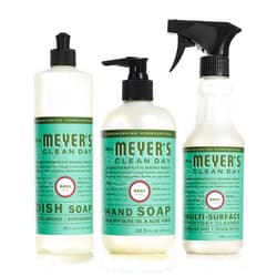 MRS. MEYER'S CLEAN DAY Kitchen Essentials Set, Includes: Hand Soap, Dish Soap, and All Purpose Cleaner, Basil, 3 Count Pack