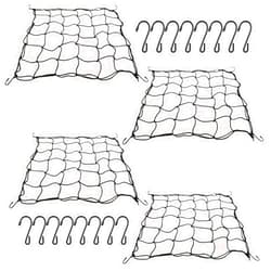 HNBun 4PCS Grow Tent Net, Flexible Net Trellis Fits 4x4ft and More Size, Stretchy Trellis Netting with Hooks for Garden Balcony Yard Plants Growing and Climbing, Black