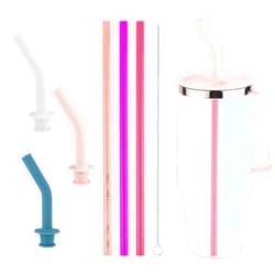 PEUTIER 3pcs Straw Replacement for Hydro Flask Tumbler 40/32/28/20oz, Reusable Plastic Travel Drinking Straw with 3 Silicone Straw Tips and Cleaning Brush for Water Bottle Cup Accessories (BPA Free)